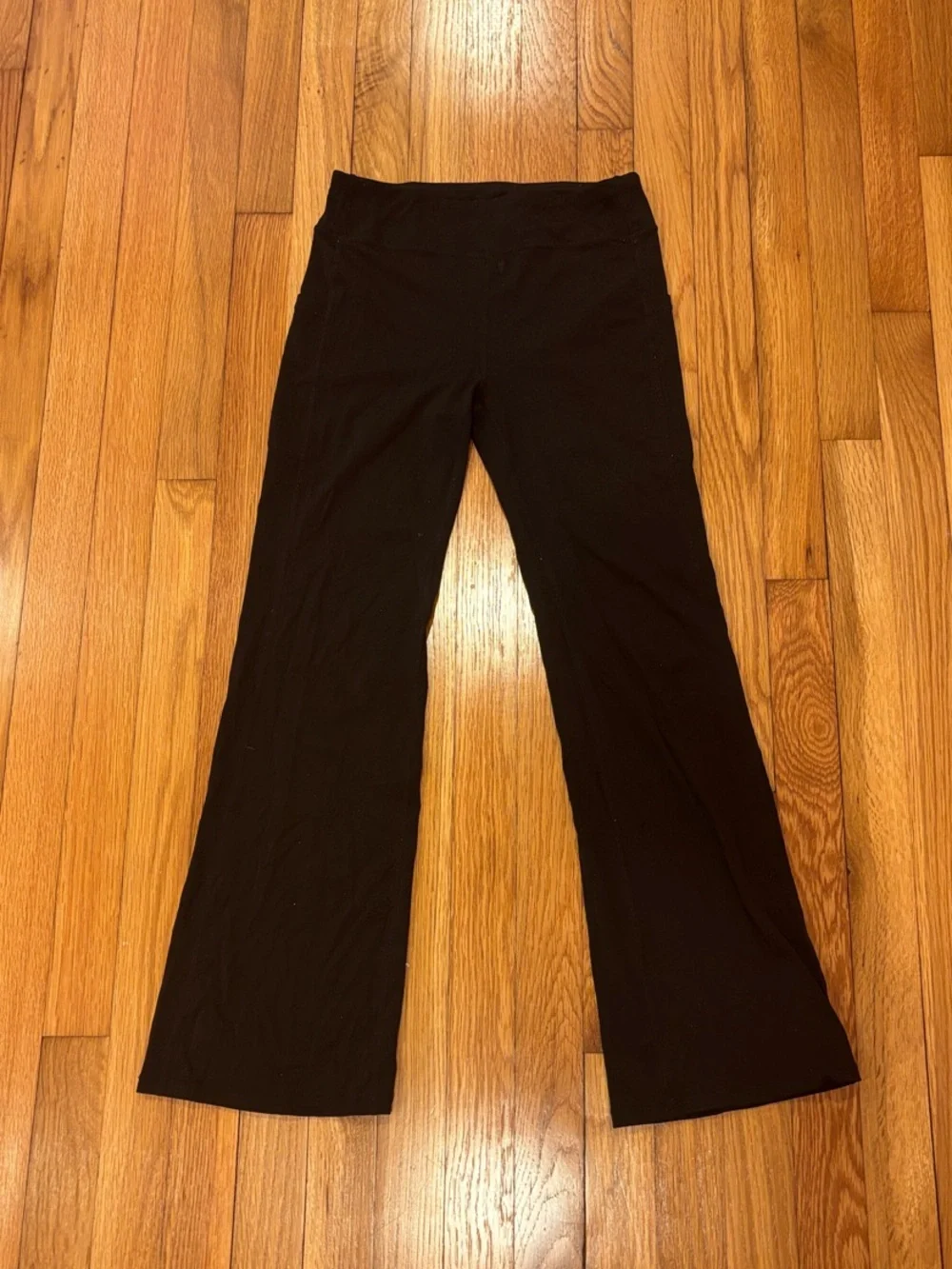 Kid's Black Flared Yoga Pants with Wide Waistband